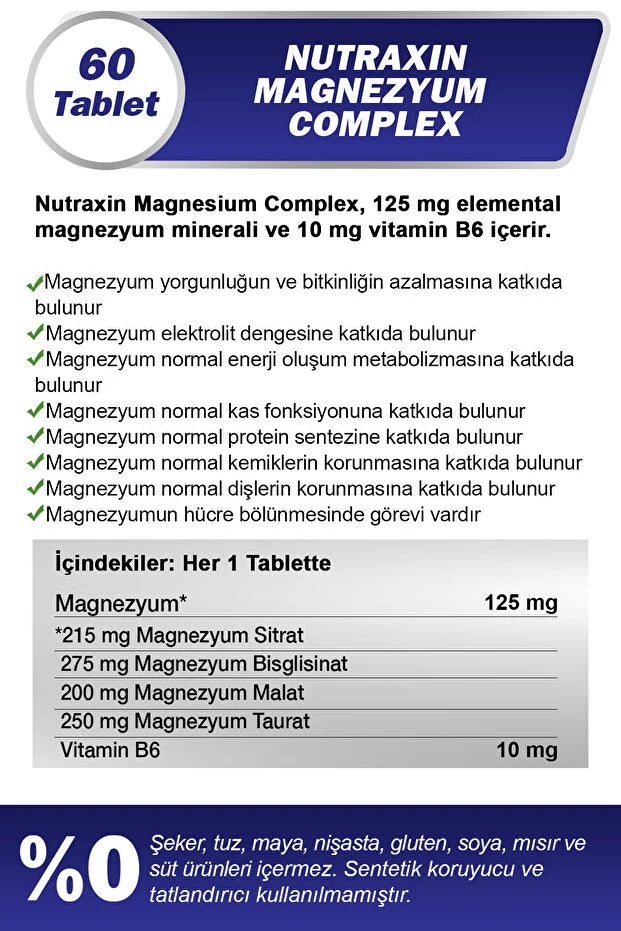 Magnezyum Complex+ Vitamin B6 60 Tablet