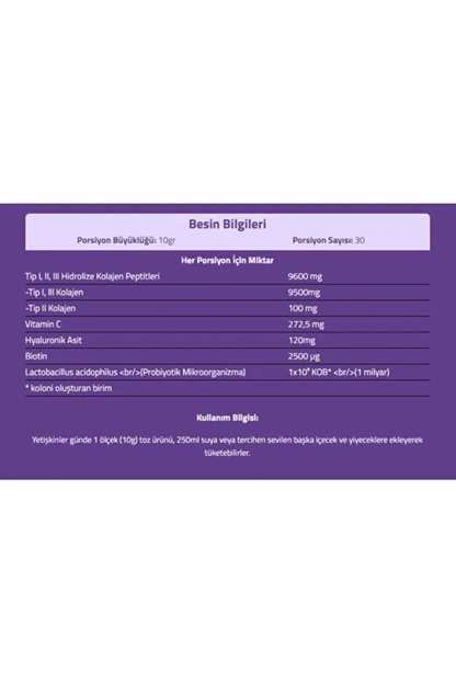 Multiform Toz Aromasız Kolajen - Tip I-II-III, C Vitamini, Biotin, Hyaluronik Asit, Probiyotik | 300g