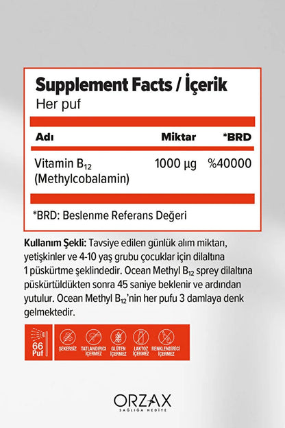 Methyl B12 Dilaltı Sprey 10 ml