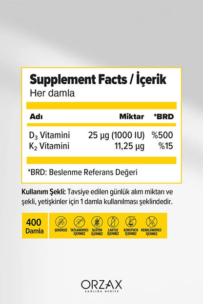 Orzax D3K2 20ml Damla