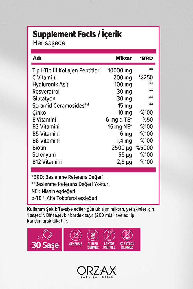 The Collagen Beauty Intense 30 Saşe ÇİLEK Aromalı