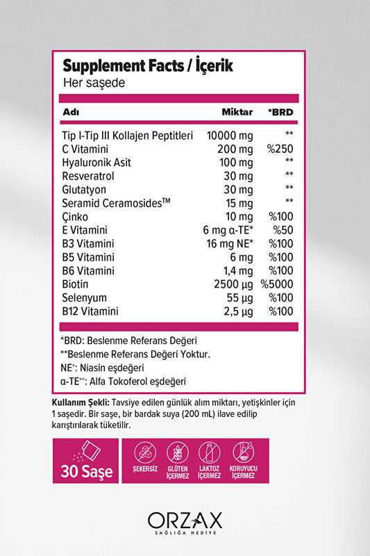 The Collagen Beauty Intense 30 Saşe ÇİLEK Aromalı