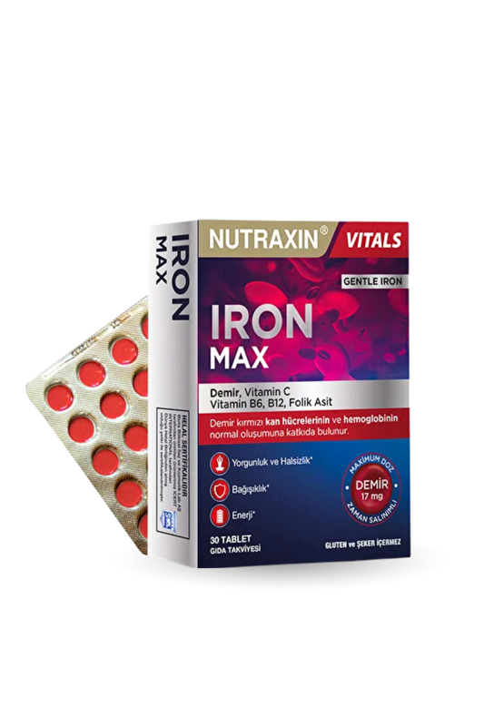 Iron Max 17 Mg 30 Tablet - Gentle Iron, Vitamin C, B12, B6, Folik Asit