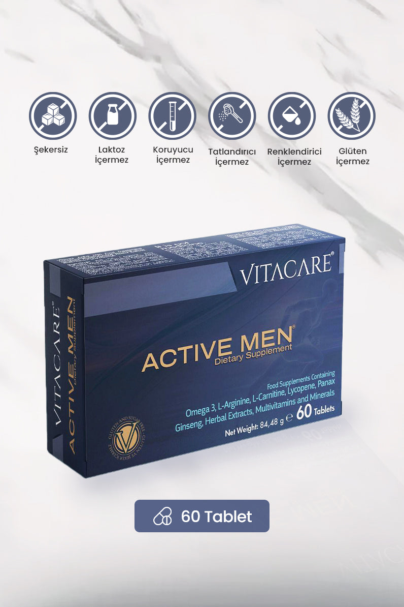 Active Men – Erkeklere Özel Vitamin, Mineral ve Bitkisel Ekstre Takviyesi 60 Tablet