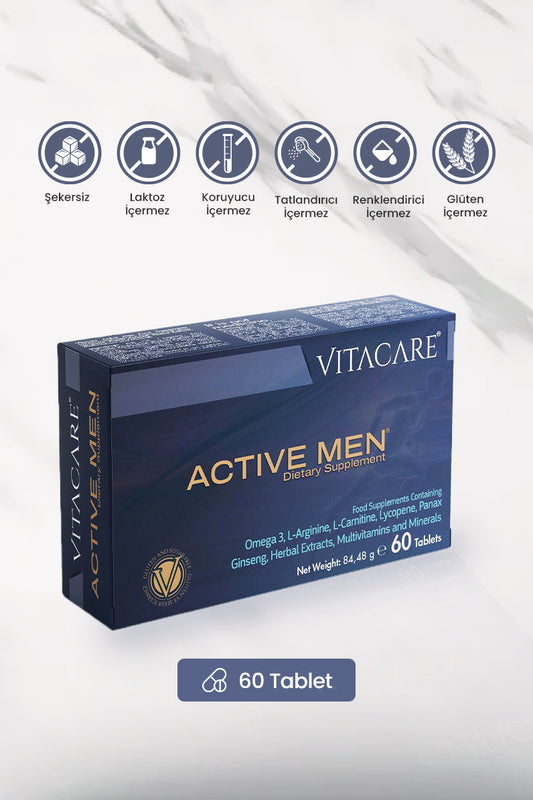 Active Men – Erkeklere Özel Vitamin, Mineral ve Bitkisel Ekstre Takviyesi 60 Tablet