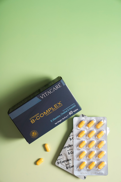 B-COMPLEX Vitamin 60 Tablet - B1, B2, B3, B5, B6, B12, Folik Asit, Biotin, Kolin, İnositol