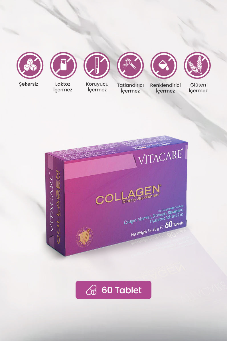 Collagen Tablet Tip1 Tip3 Resveratrol Bromelain Biotin - 60 Tablet | Beslenme Takviyesi