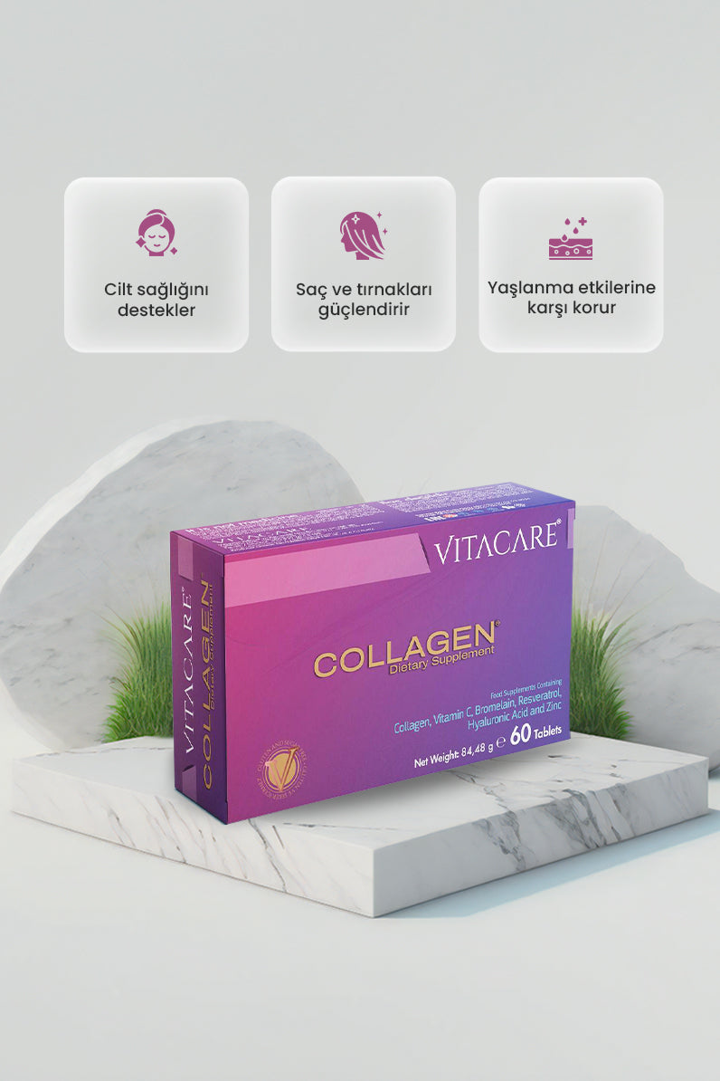 Collagen Tablet Tip1 Tip3 Resveratrol Bromelain Biotin - 60 Tablet | Beslenme Takviyesi