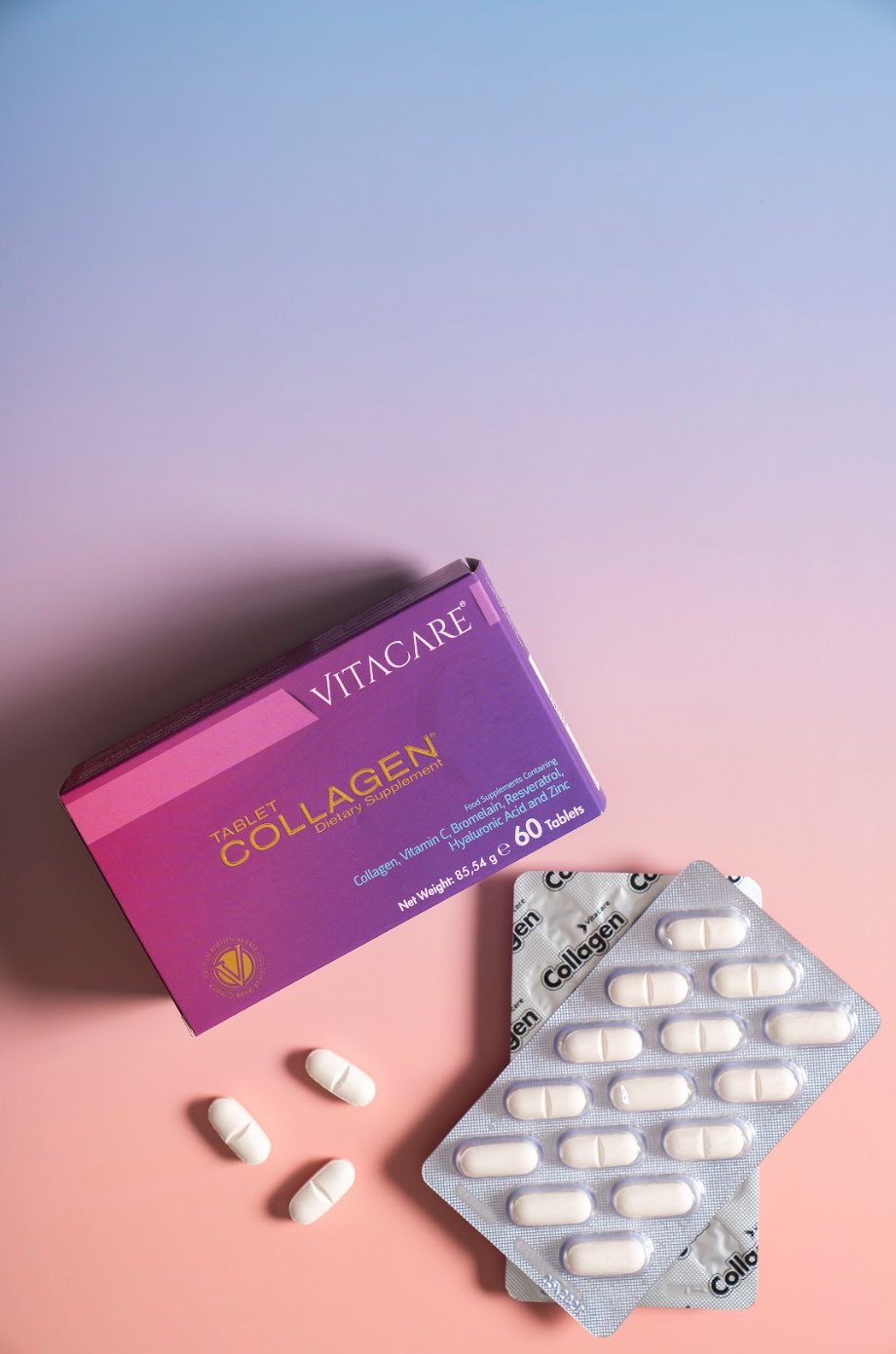 Collagen Tablet Tip1 Tip3 Resveratrol Bromelain Biotin - 60 Tablet | Beslenme Takviyesi