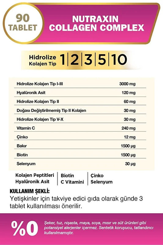 Collagen Beauty Complex 90 Tbl - Hidrolize Tip 1, 2, 3, 5, 10, Biotin, Zinc, Bakır, Hya, Selenyum