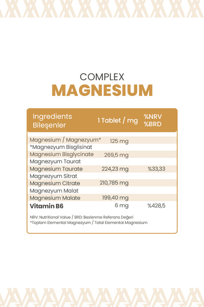 Magnezyum Complex Vitamin B6 60 TABLET | Beslenme Takviyesi