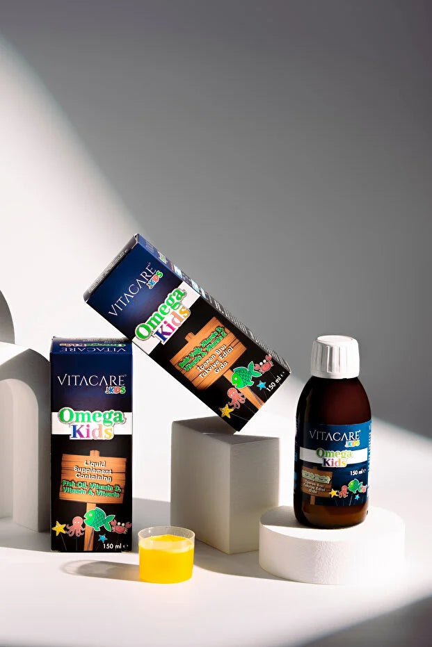 Omega Kids – 150 ml | Çocuklar için Balık Yağı, Vitamin A, D & E Takviye Edici Gıda
