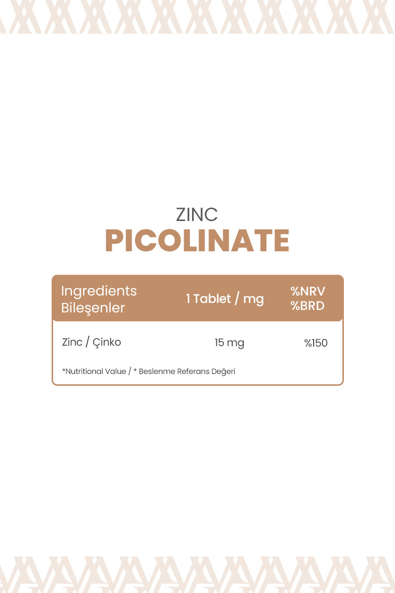 Zinc Picolinate 120 Tablet | Beslenme Takviyesi